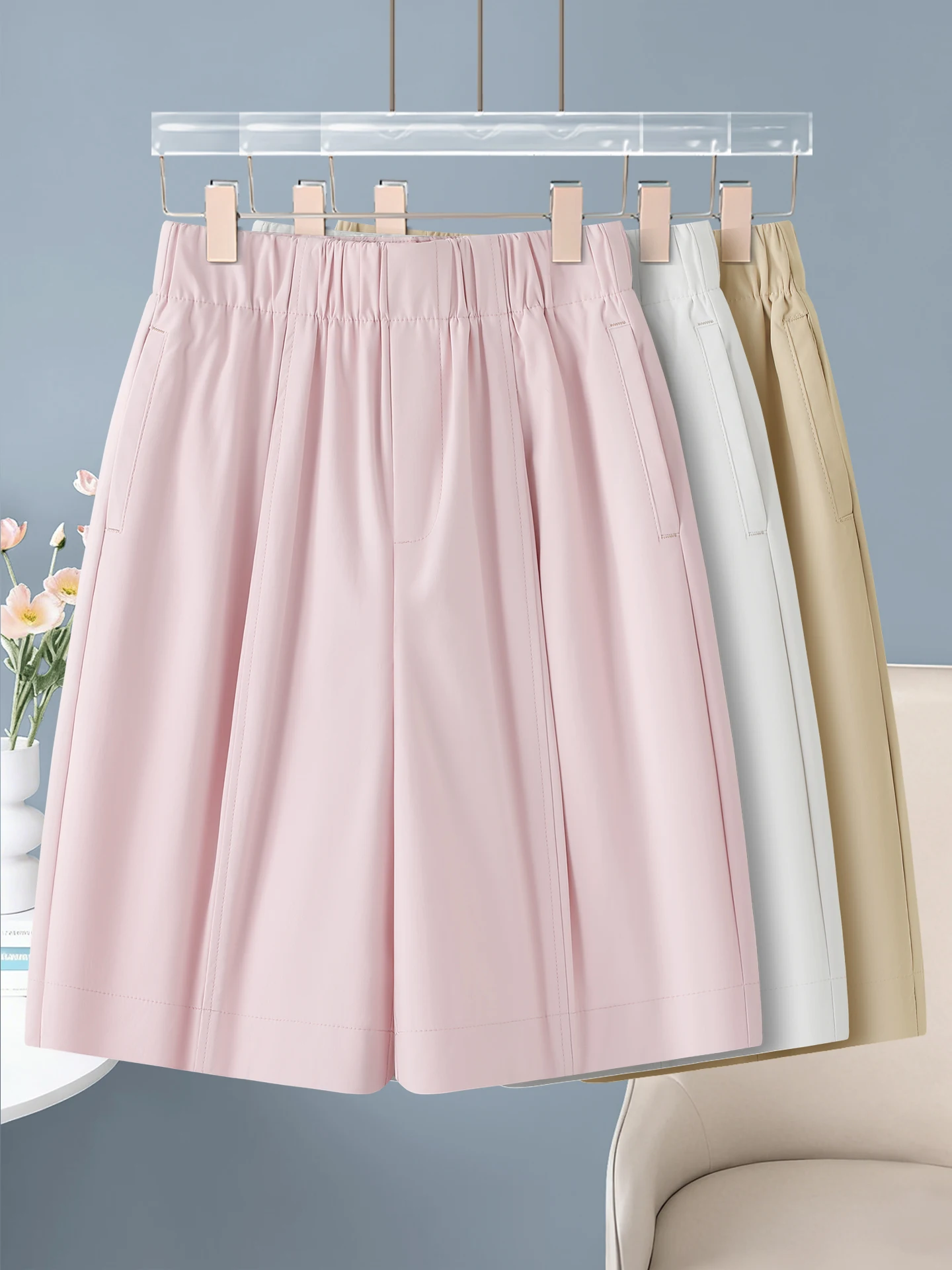 Casual High Waist Wide Leg Short Pants Women's Summer Thin Bunch Flower Pants Outdoor Wear Breathable Cool Feeling
Casual High Waist Wide Leg Short Pants Women's Summer Thin Bunch Flower Pants Outdoor Wear Breathable Cool Feeling