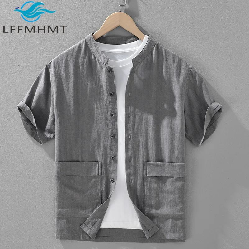 1289 High Quality Luxury Mens Stand Collar Ramie Blended Shirt Summer Breathable Comfortable Short Sleeve Retro Blouse Tops
1289 High Quality Luxury Mens Stand Collar Ramie Blended Shirt Summer Breathable Comfortable Short Sleeve Retro Blouse Tops