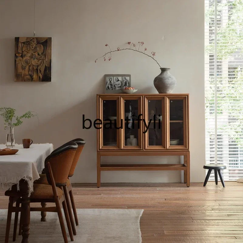 FRetro style living room dining side cabinet teak glass bookcase solid wood display storage locker
FRetro style living room dining side cabinet teak glass bookcase solid wood display storage locker