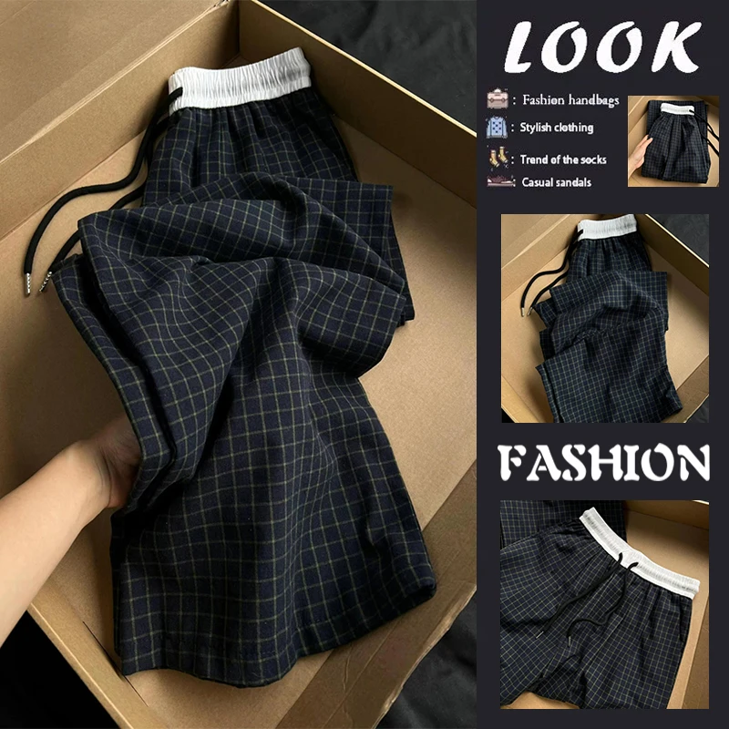 Retro Plaid Straight Leg Wide Leg Pants Women's Summer Thin New Style Casual Trousers Fashionable Sun Protection Clothing
Retro Plaid Straight Leg Wide Leg Pants Women's Summer Thin New Style Casual Trousers Fashionable Sun Protection Clothing