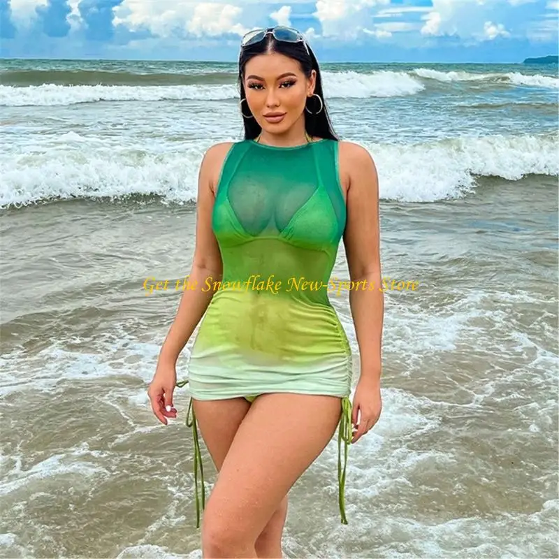 E56D Summer Beachwear 3 Pieces Bathing Suit for Women Girls Fashion Halter Bikinis Set Drawstring Cover Up Mesh Bathing Suits
E56D Summer Beachwear 3 Pieces Bathing Suit for Women Girls Fashion Halter Bikinis Set Drawstring Cover Up Mesh Bathing Suits