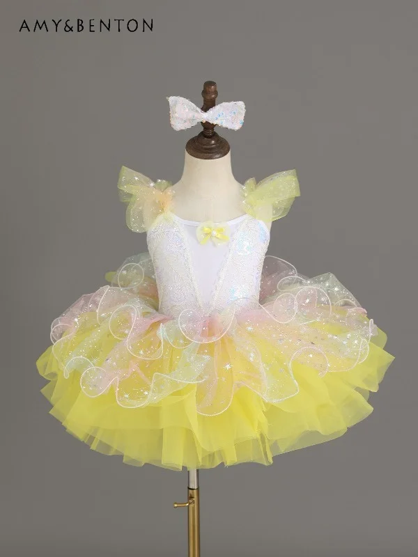 Girls' Sparkly Ombre Tutu Ballet Dress Ruffled Tulle Performance Costume for Stage Shows Recitals and Parties 3-15Y
Girls' Sparkly Ombre Tutu Ballet Dress Ruffled Tulle Performance Costume for Stage Shows Recitals and Parties 3-15Y