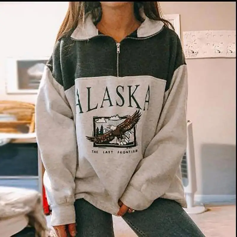 Women's Zipper Printed Long Sweatshirt Loose Fit Adult Hooded Polyester Fiber Casual British Style Spring Fashion Top
Women's Zipper Printed Long Sweatshirt Loose Fit Adult Hooded Polyester Fiber Casual British Style Spring Fashion Top