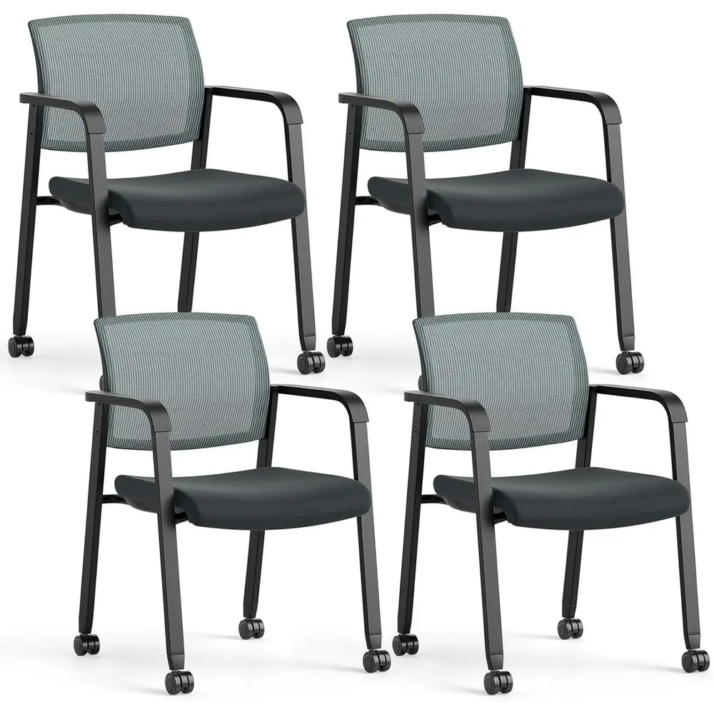 Set of 4 Stackable Mesh Office Chairs with Armrests and Wheels, Suitable for Waiting Rooms, Offices, and Schools (Grey)
Set of 4 Stackable Mesh Office Chairs with Armrests and Wheels, Suitable for Waiting Rooms, Offices, and Schools (Grey)