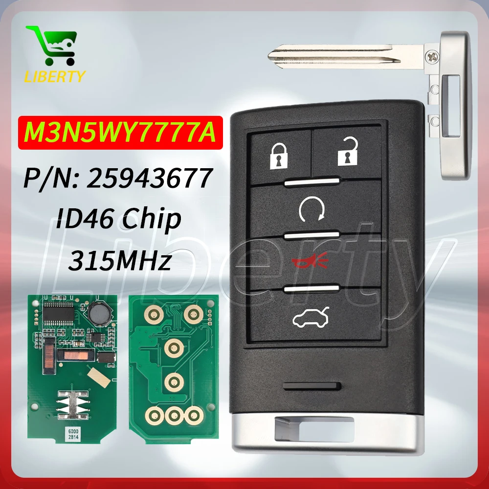 Liberty M3N5WY7777A Keyless Smart Remote Key Fob for Cadillac CTS STS SLS 2008 2009 2010 2011 2012 2013 2014 2015 Proximity Card
Liberty M3N5WY7777A Keyless Smart Remote Key Fob for Cadillac CTS STS SLS 2008 2009 2010 2011 2012 2013 2014 2015 Proximity Card