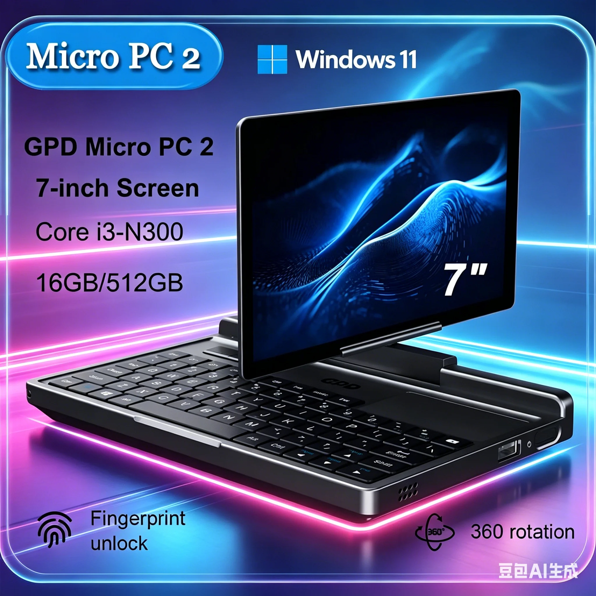 Ultimate All-in-one GPD Micro PC 2 Handheld Mini Laptop 7 Inch Touch Screen 16GB RAM 512GB SSD N300 CPU Windows 11 System Versat
Ultimate All-in-one GPD Micro PC 2 Handheld Mini Laptop 7 Inch Touch Screen 16GB RAM 512GB SSD N300 CPU Windows 11 System Versat