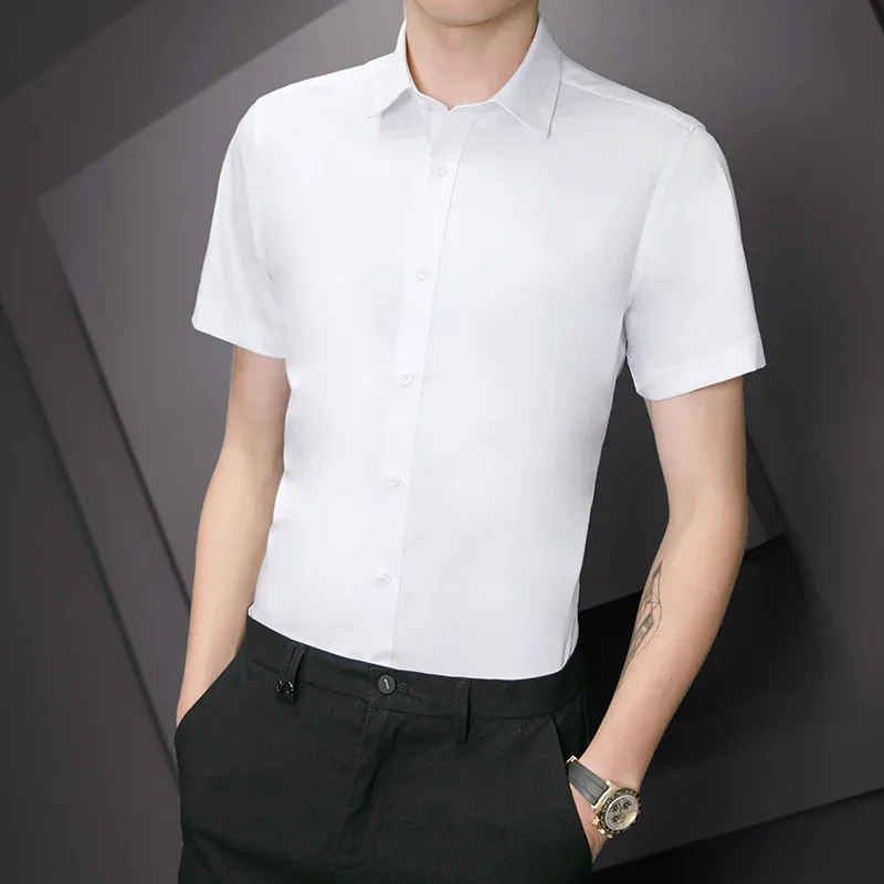 Summer New Brand Business Shirt Men's Fashion Slim Lapel Casual Suit Short-sleeved Shirt Classic Male Clothing Tees M-5XL
Summer New Brand Business Shirt Men's Fashion Slim Lapel Casual Suit Short-sleeved Shirt Classic Male Clothing Tees M-5XL