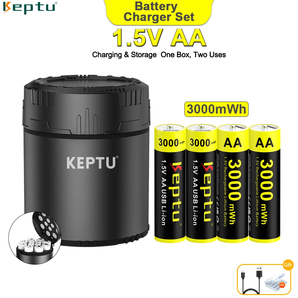 1.5V AA 3000mWh Rechargeable Li-ion Battery+12 Slot LED Smart Battery Fast Charger Kit Charging & Storage 2 in 1
1.5V AA 3000mWh Rechargeable Li-ion Battery+12 Slot LED Smart Battery Fast Charger Kit Charging & Storage 2 in 1