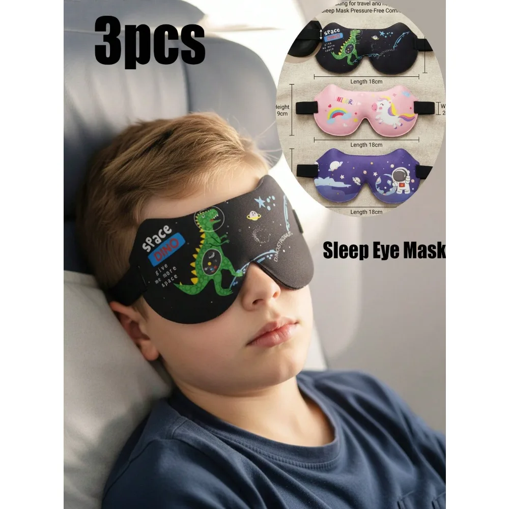 3pcs/Set Older Kids & Adult Dinosaur, Unicorn, Big Eye Printed Sleep Mask, Comfortable 3D Contoured Eye Mask For Sleeping, Napping, Travel
3pcs/Set Older Kids & Adult Dinosaur, Unicorn, Big Eye Printed Sleep Mask, Comfortable 3D Contoured Eye Mask For Sleeping, Napping, Travel