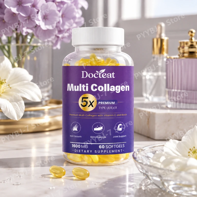 Docteat 5X Multi Collagen 1600mg - 60 Softgels for Hair, Skin & Joint Health with Vitamin C & Biotin Daily Health Supplements
Docteat 5X Multi Collagen 1600mg - 60 Softgels for Hair, Skin & Joint Health with Vitamin C & Biotin Daily Health Supplements