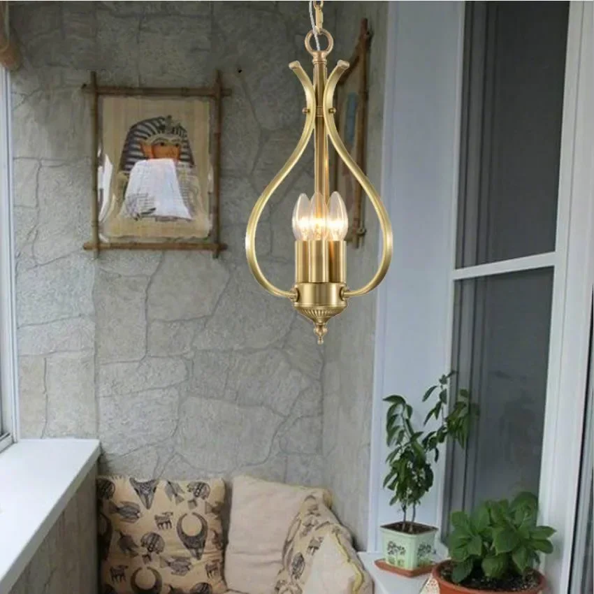 All-copper Pendant Lamp in American corridors New Classical retro bedroom study entrance designer pure copper chandeliers
All-copper Pendant Lamp in American corridors New Classical retro bedroom study entrance designer pure copper chandeliers