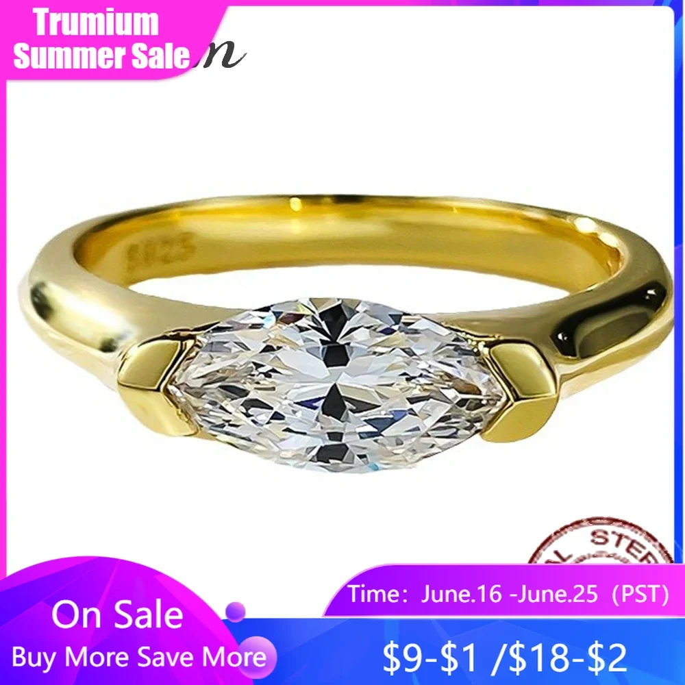 Trumium 925 Sterling Silver Marquise Cut Engagement Rings for Women Gold Plated Wedding Ring for Women fine Jewelry
Trumium 925 Sterling Silver Marquise Cut Engagement Rings for Women Gold Plated Wedding Ring for Women fine Jewelry