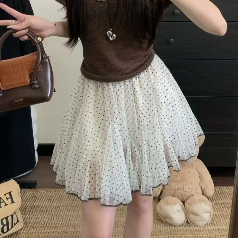 Sweet Polka Dot Mini Skirts Women Korean Style Elegant Coquette Mesh Skirt Fairycore Fashion White Ruffle Short Skirts
Sweet Polka Dot Mini Skirts Women Korean Style Elegant Coquette Mesh Skirt Fairycore Fashion White Ruffle Short Skirts