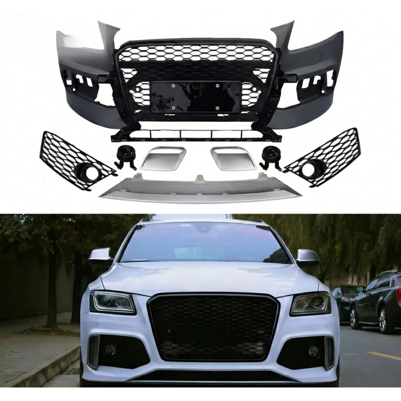 Suitable for AUDI Q5 8R.5 2013-2018, RSQ5 Style Front Bumper Assembly with Honeycomb Grille, Body Kit Without Lower Frame
Suitable for AUDI Q5 8R.5 2013-2018, RSQ5 Style Front Bumper Assembly with Honeycomb Grille, Body Kit Without Lower Frame