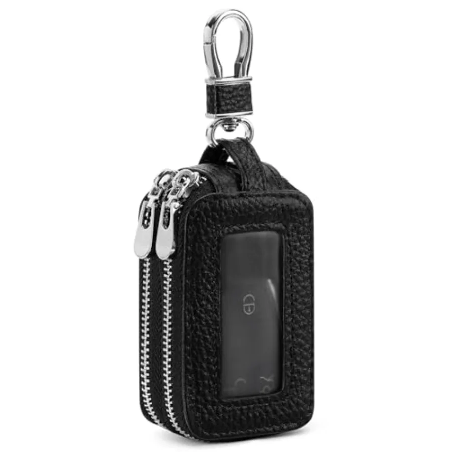 Car Key Fob Case Double Zipper Leather Smart Remote Keychain Protector Holder with Transparent Window
Car Key Fob Case Double Zipper Leather Smart Remote Keychain Protector Holder with Transparent Window
