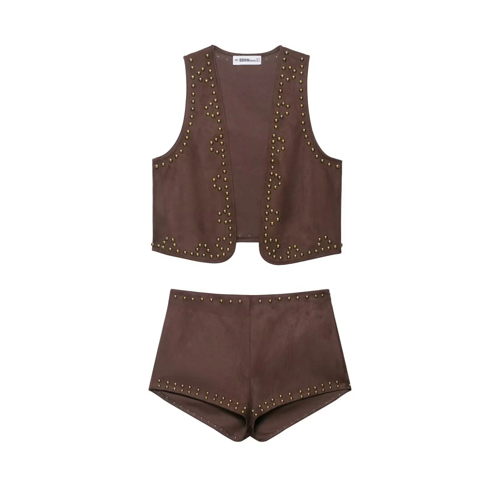 Chic Casual Women's Two-Piece Set with Rivet Vest Top And Shorts Fashionable Summer Outfit for 2025 New Arrival
Chic Casual Women's Two-Piece Set with Rivet Vest Top And Shorts Fashionable Summer Outfit for 2025 New Arrival