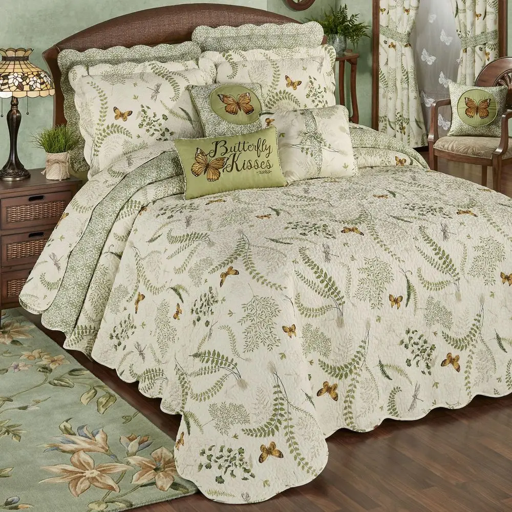 Eden Reversible Quilted Oversized Bedding Nature Medallion Butterfly Dragonfly Fern Leaves Eggshell, Golden Yellow, Green 3 Pie
Eden Reversible Quilted Oversized Bedding Nature Medallion Butterfly Dragonfly Fern Leaves Eggshell, Golden Yellow, Green 3 Pie