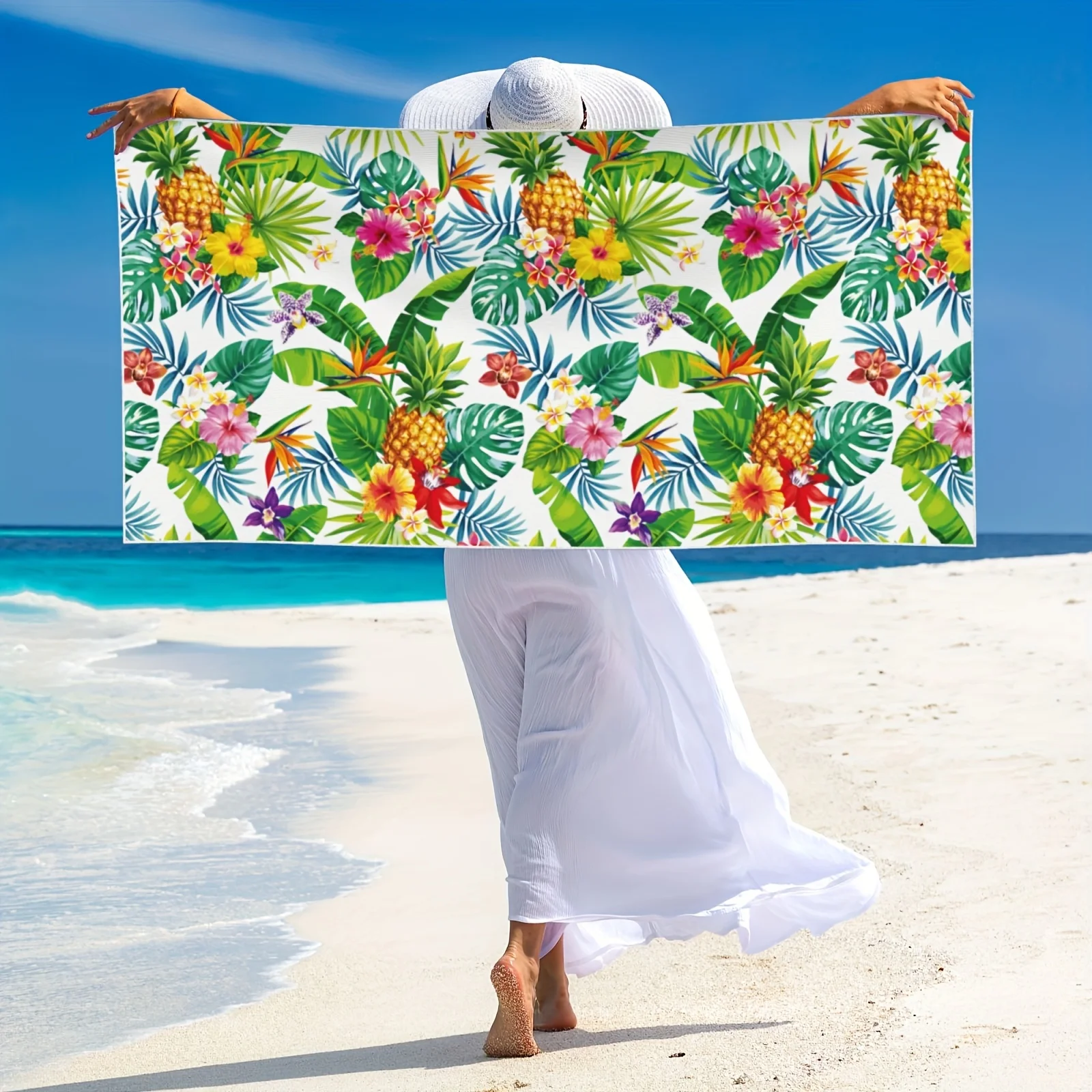 Tropical Pineapple Floral Beach Towel Exotic Flower Monstera Leaf Print Towel for Summer Vacation Pool Yoga Swimming
Tropical Pineapple Floral Beach Towel Exotic Flower Monstera Leaf Print Towel for Summer Vacation Pool Yoga Swimming