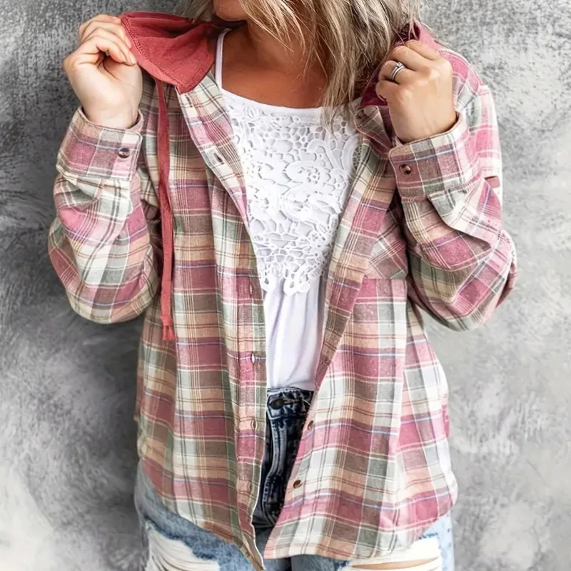 2024 Spring Autumn New Women's Clothing Hooded Color Contrast Plaid Single-Breasted Coat
2024 Spring Autumn New Women's Clothing Hooded Color Contrast Plaid Single-Breasted Coat