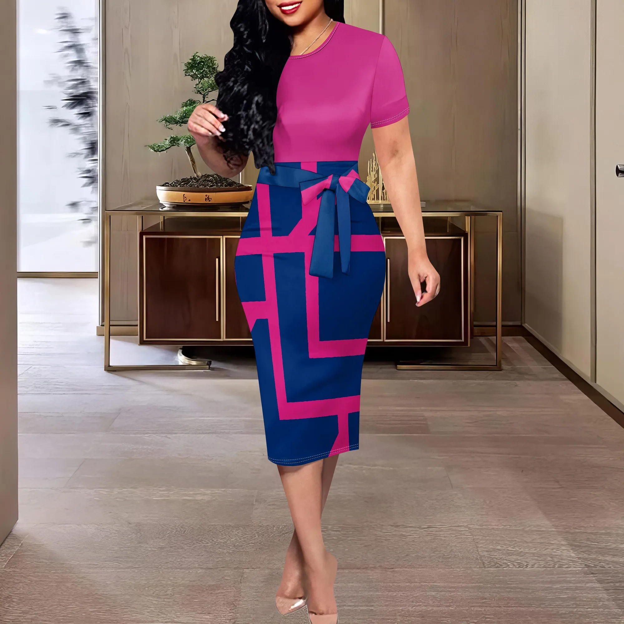 Belted Colorblock Bodycon Midi Dress for Women XS-3XL Short Sleeve Office or Church Look Elegant Modest Style
Belted Colorblock Bodycon Midi Dress for Women XS-3XL Short Sleeve Office or Church Look Elegant Modest Style