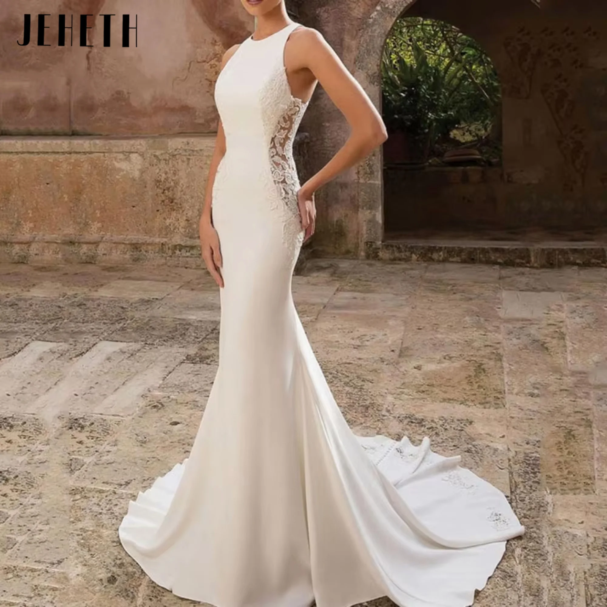 Elegant Mermaid Satin Wedding Dresses Tank O-Neck Lace Bridal Dress Classic Illusion Gowns New Vestido De Novia 2025 Customized
Elegant Mermaid Satin Wedding Dresses Tank O-Neck Lace Bridal Dress Classic Illusion Gowns New Vestido De Novia 2025 Customized