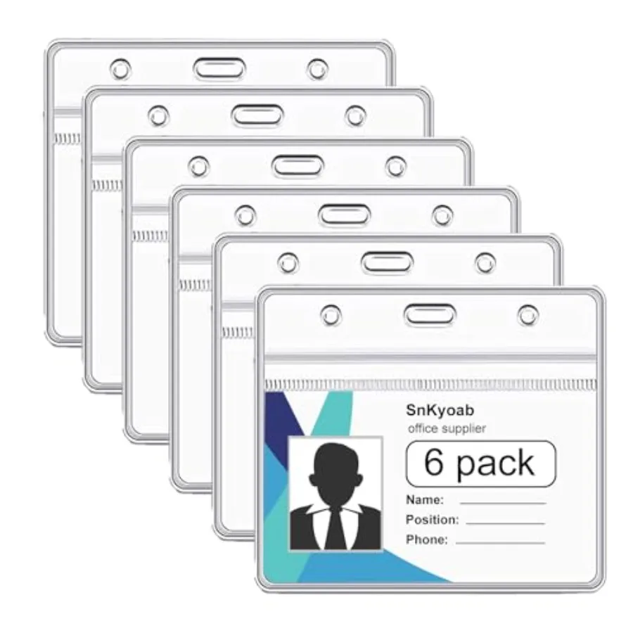 6 Pack Horizontal Badge Holders Plastic with Resealable Zipper, Waterproof ID Card HolderandName Tag Holder for OfficeandSchool
6 Pack Horizontal Badge Holders Plastic with Resealable Zipper, Waterproof ID Card HolderandName Tag Holder for OfficeandSchool
