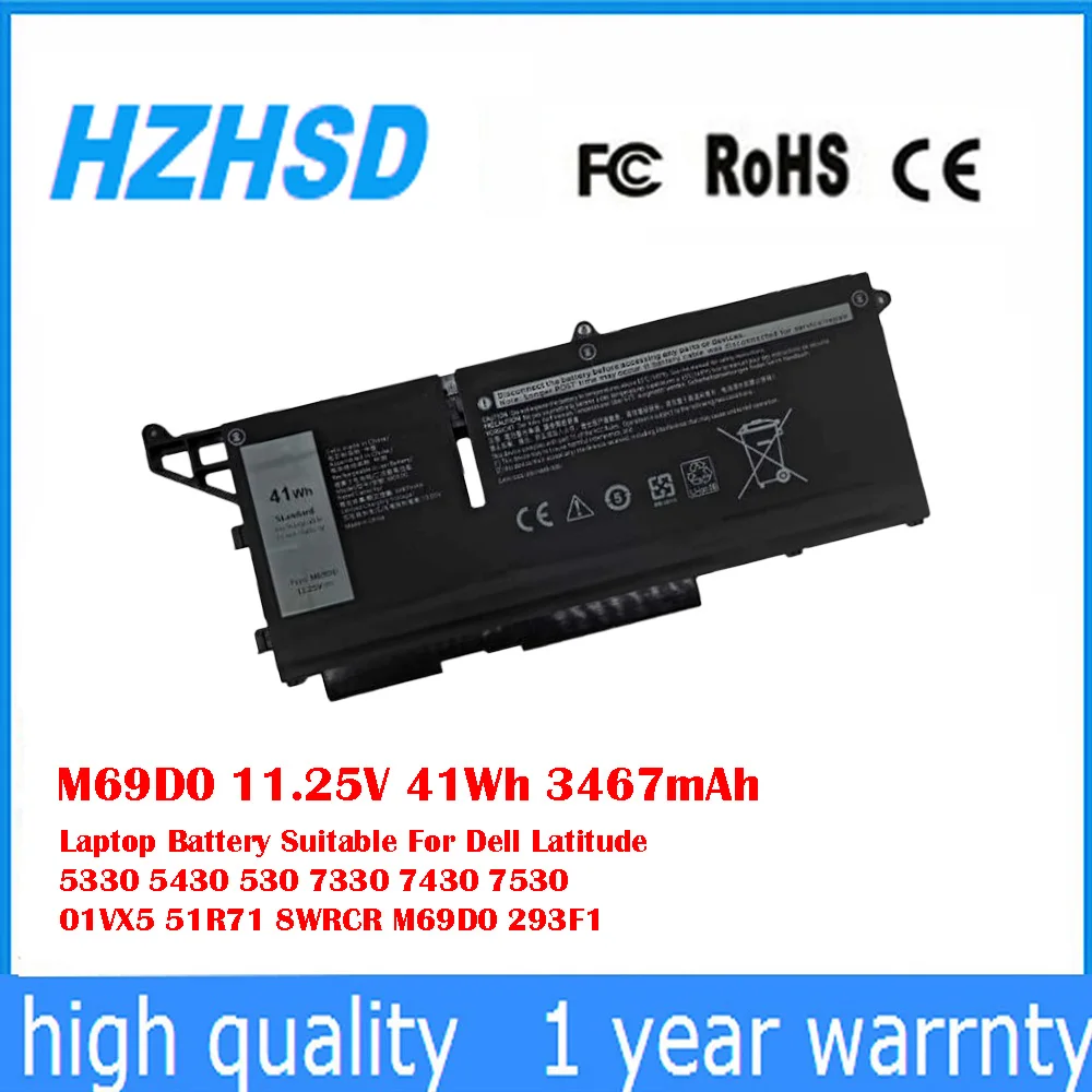 M69D0 11,25 В, 41 Втч, оригинальный аккумулятор для ноутбука, подходит для Dell Latitude 5330 5430 530 7330 7430 7530 01VX5 51R71 8WRCR M69D0 293F1
M69D0 11,25 В, 41 Втч, оригинальный аккумулятор для ноутбука, подходит для Dell Latitude 5330 5430 530 7330 7430 7530 01VX5 51R71 8WRCR M69D0 293F1