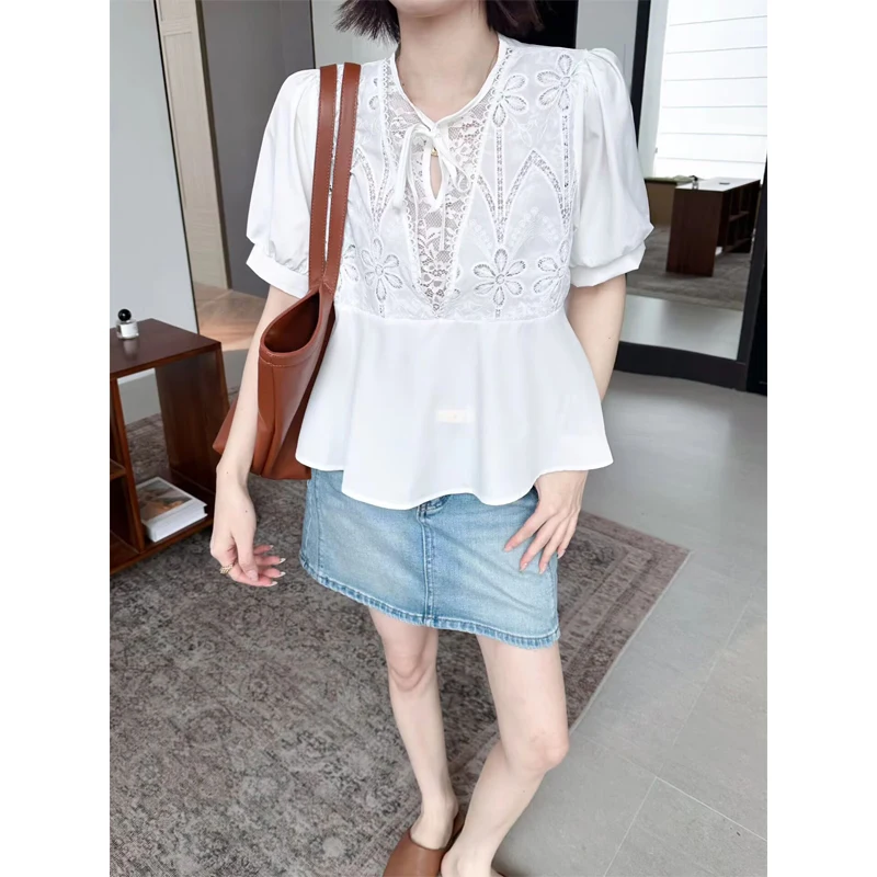 Korean Style Bubble Sleeve Shirt Women's Short Sleeve Embroidered Lace Hollow out Top Skin Friendly Breathable Summer New Arr...
Korean Style Bubble Sleeve Shirt Women's Short Sleeve Embroidered Lace Hollow out Top Skin Friendly Breathable Summer New Arr...