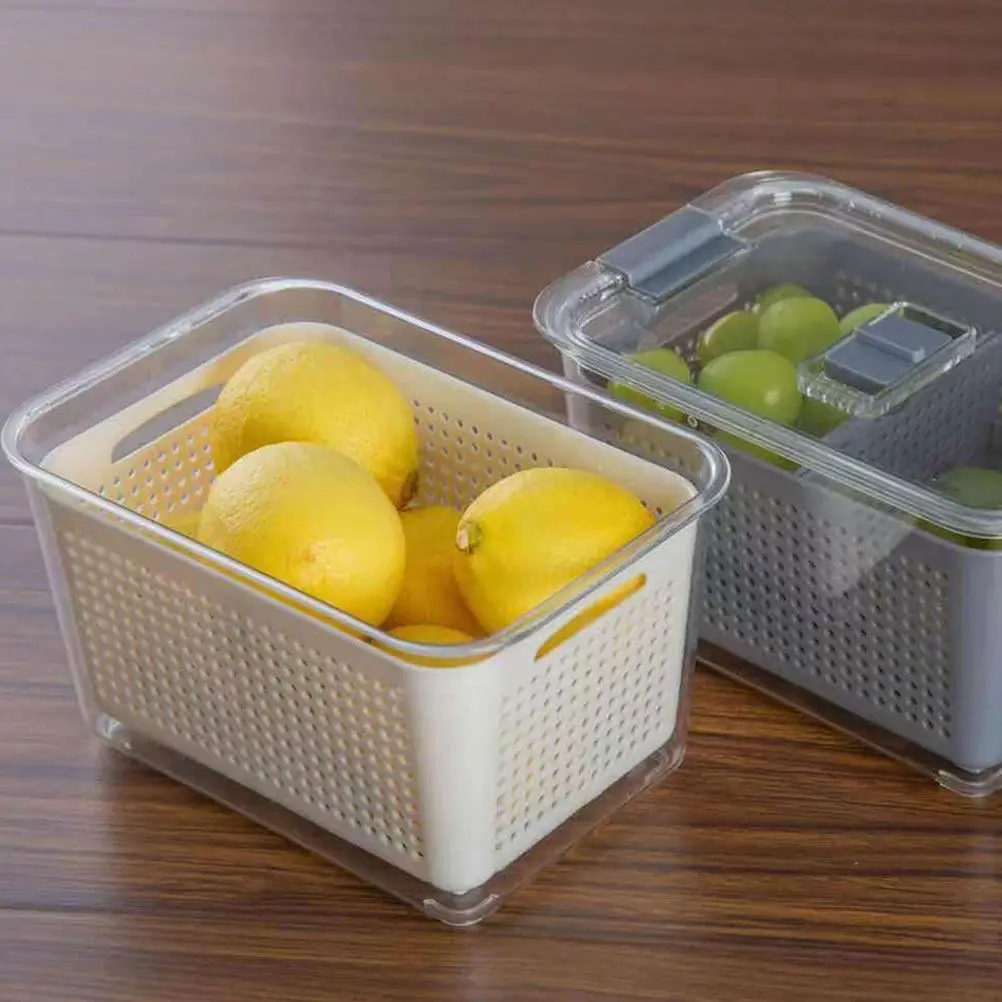 Refrigerator Fruit Basket with Built-in Colander for Easy Water Drainage Grape Vegetable Storage Container
Refrigerator Fruit Basket with Built-in Colander for Easy Water Drainage Grape Vegetable Storage Container