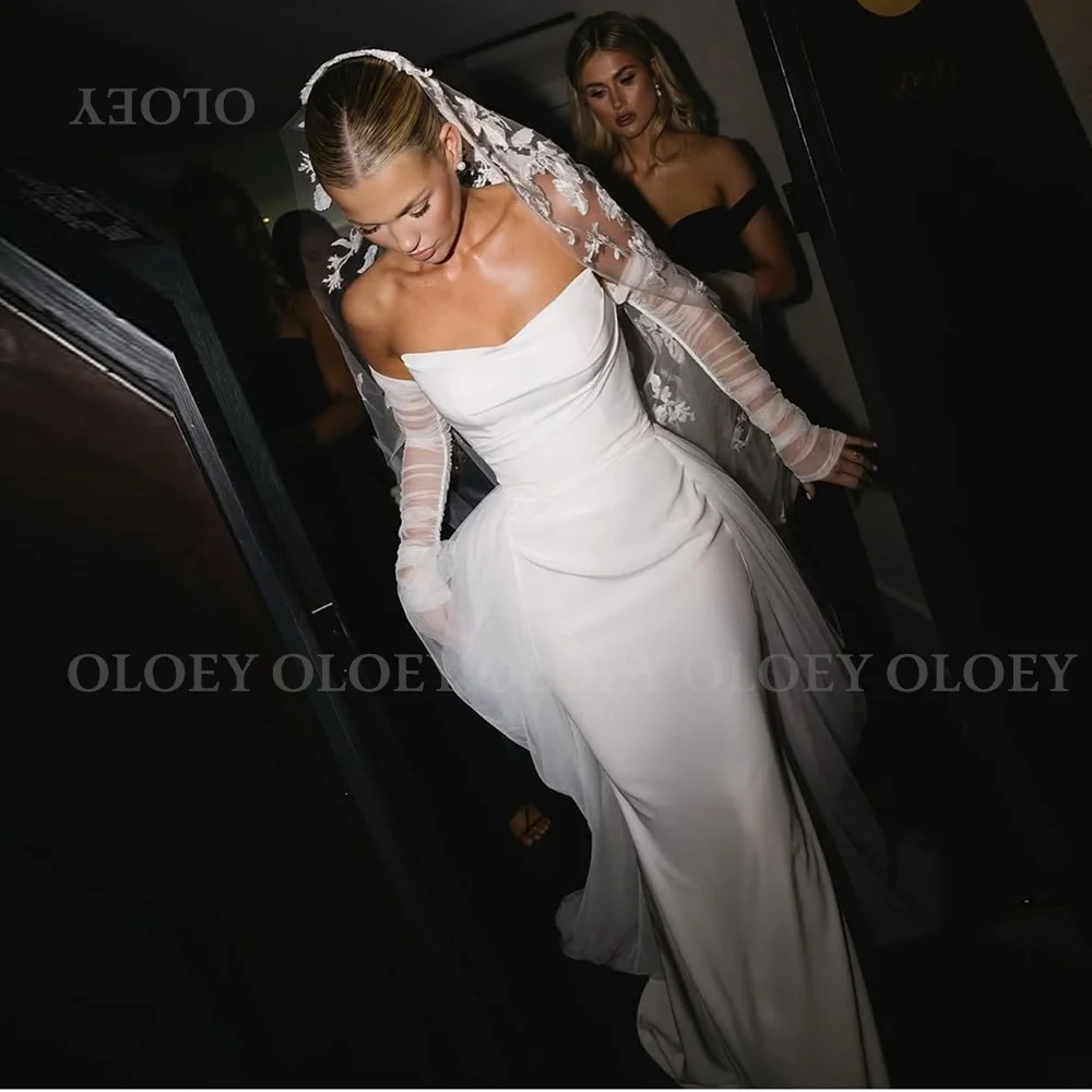 OLOEY Elegant Mermaid Ivory Wedding Dress with Detachable Train Scoop Neck Pleats Bridal Gown Floor Length Zip Back Customized
OLOEY Elegant Mermaid Ivory Wedding Dress with Detachable Train Scoop Neck Pleats Bridal Gown Floor Length Zip Back Customized