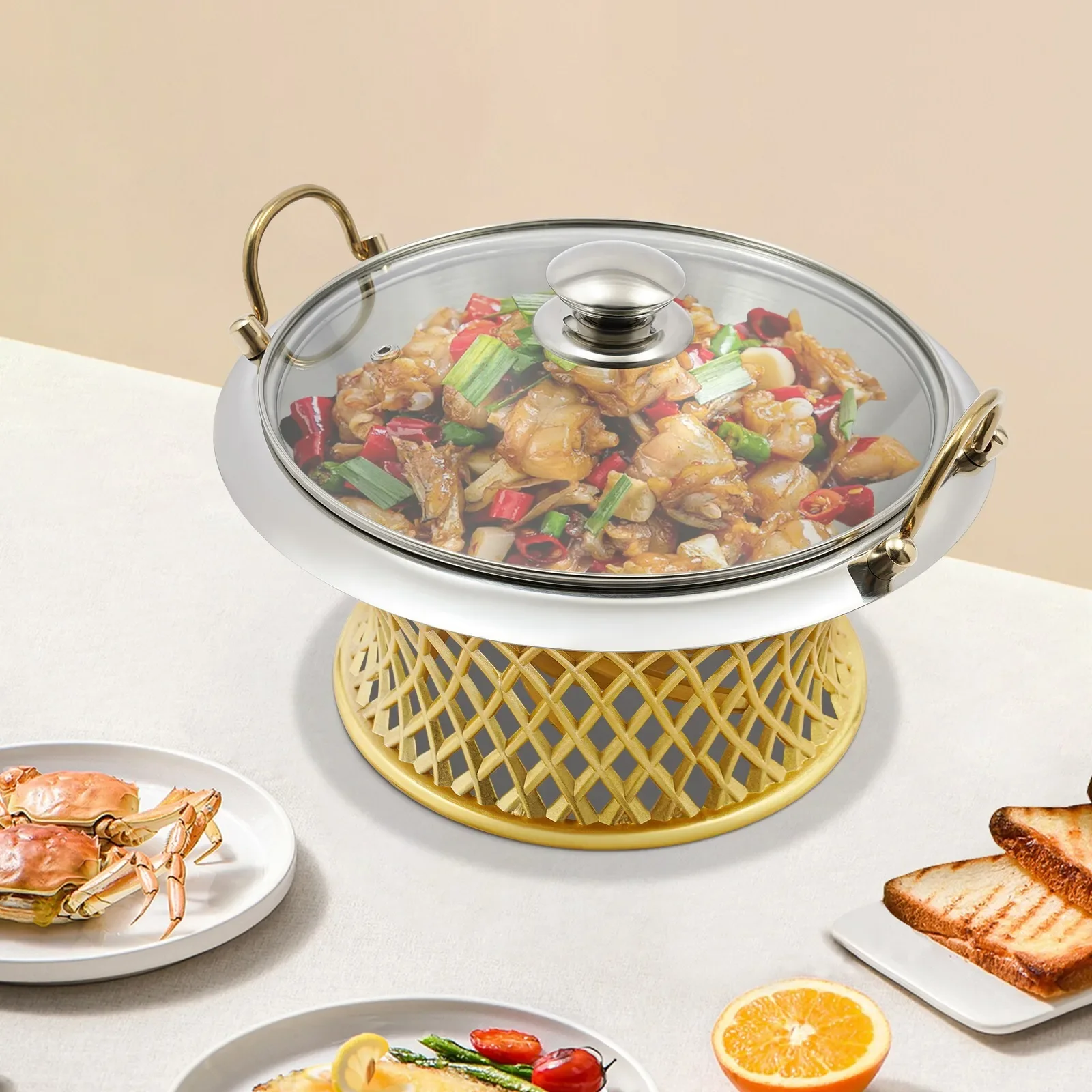 Stainless Steel Round Buffet Chafing Dish with Lid & Frame - Catering Food Warmer for Wedding & Events steamer pot
Stainless Steel Round Buffet Chafing Dish with Lid & Frame - Catering Food Warmer for Wedding & Events steamer pot