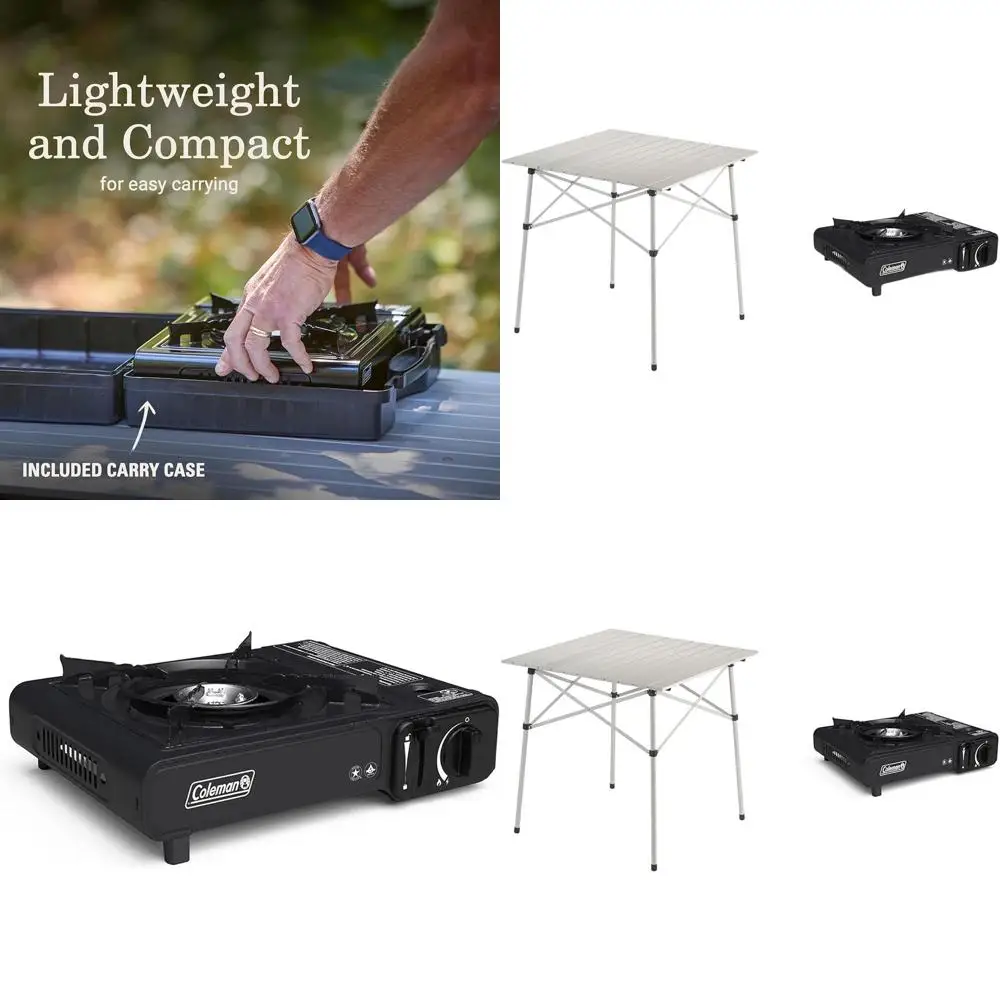 Portable Folding Camping Table and Lightweight 1-Burner Butane Stove Set with Carry Bag
Portable Folding Camping Table and Lightweight 1-Burner Butane Stove Set with Carry Bag