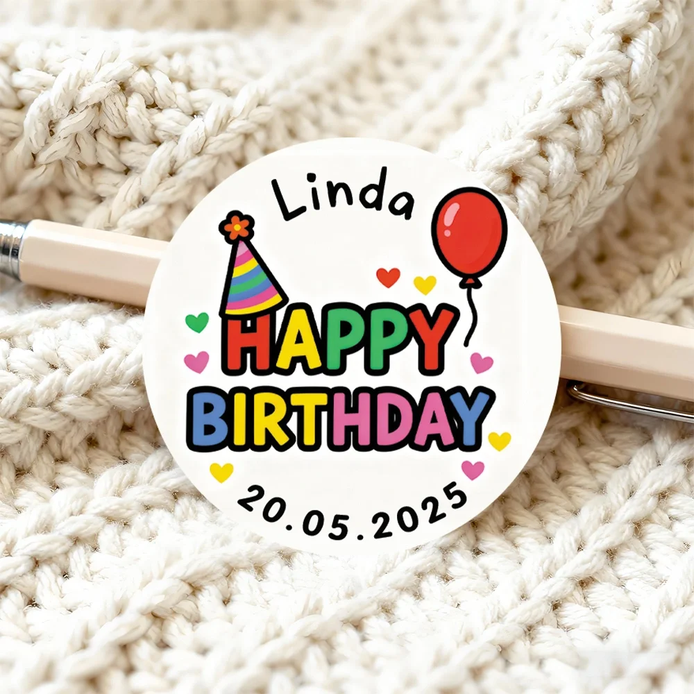 Personalized Birthday Stickers Custom Name Date Round Party Labels Happy Birthday Balloon Hat Pattern Colorful Gift Decor Tags
Personalized Birthday Stickers Custom Name Date Round Party Labels Happy Birthday Balloon Hat Pattern Colorful Gift Decor Tags