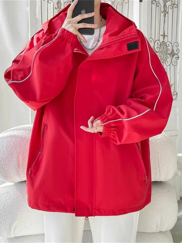 Red Workwear Jaet for Men with Hood Outdoor Spring Autumn Windproof Casual American Brand Zipper Decorated Loose Fit Coat
Red Workwear Jaet for Men with Hood Outdoor Spring Autumn Windproof Casual American Brand Zipper Decorated Loose Fit Coat