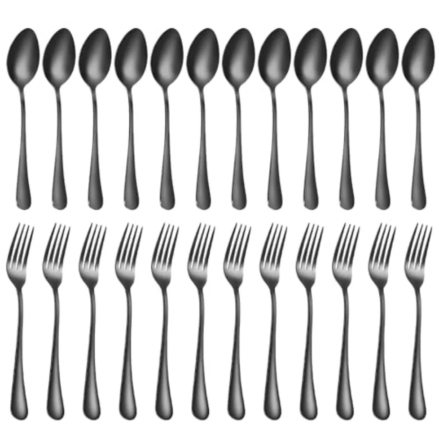 Forks and spoons sierware set 24pcs black spoons and forks set Durable Dishwasher Safe black sierware for home kitchen stainl s
Forks and spoons sierware set 24pcs black spoons and forks set Durable Dishwasher Safe black sierware for home kitchen stainl s