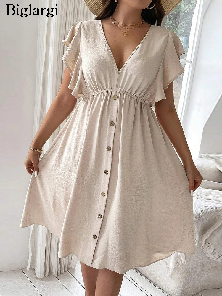 Plus Size Summer Sleeveless Ruffle Midi Dress Women V-Neck Fashion Casual Holiday Ladies Dresses Pleated Loose Woman Dress
Plus Size Summer Sleeveless Ruffle Midi Dress Women V-Neck Fashion Casual Holiday Ladies Dresses Pleated Loose Woman Dress