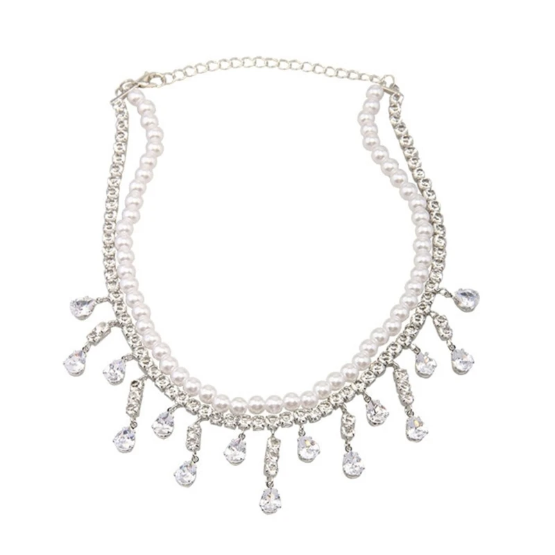 Rhinestones Imitation Pearls Water Drop Necklace Fashion Double-layer Neck Chain 97QE
Rhinestones Imitation Pearls Water Drop Necklace Fashion Double-layer Neck Chain 97QE