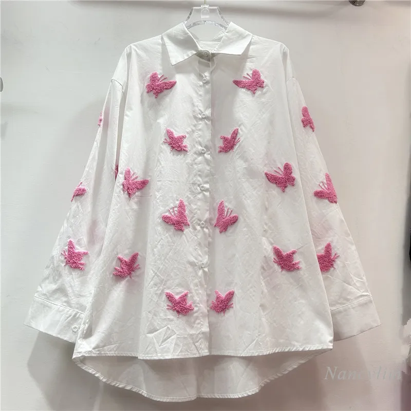 European Loose Butterfly Blouse Women 2025 Spring New Heavy Industry Butterfly Embroidery Versatile Long Sleeve Shirt Street Top
European Loose Butterfly Blouse Women 2025 Spring New Heavy Industry Butterfly Embroidery Versatile Long Sleeve Shirt Street Top