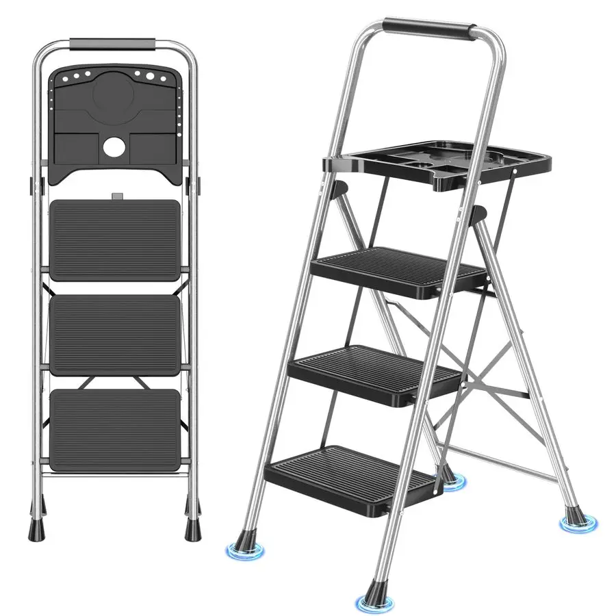 Step Ladder, Folding Step Stool with Tool Platform, Wide AntiSlip Pedal and AntiSlip Feet, Sturdiest Steel Construction, 600lbs
Step Ladder, Folding Step Stool with Tool Platform, Wide AntiSlip Pedal and AntiSlip Feet, Sturdiest Steel Construction, 600lbs