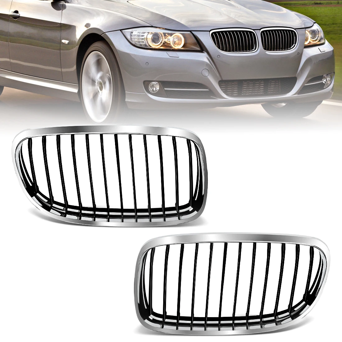Gloss Sliver Car Grille For BMW 3-Series E90 Sedan 2008 2009 2010 2011 Facelift Front Bumper Kidney Grills Replacement Auto Part
Gloss Sliver Car Grille For BMW 3-Series E90 Sedan 2008 2009 2010 2011 Facelift Front Bumper Kidney Grills Replacement Auto Part