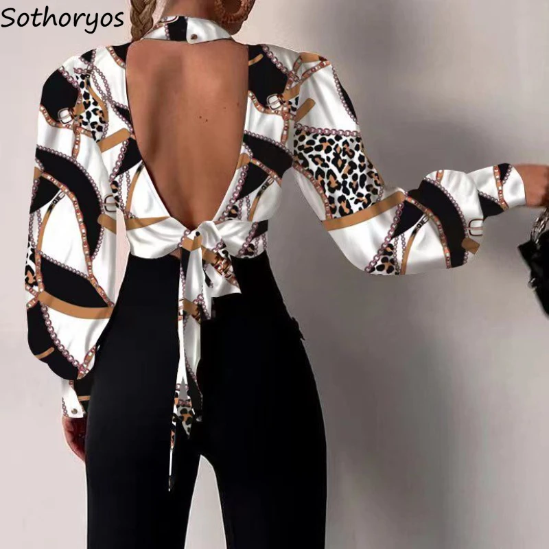 Blouses Women Backless Retro Design Colorful British Style Personality Lantern Sleeve Streetwear Autumn Slim Sexy Hot Girls Chic
Blouses Women Backless Retro Design Colorful British Style Personality Lantern Sleeve Streetwear Autumn Slim Sexy Hot Girls Chic