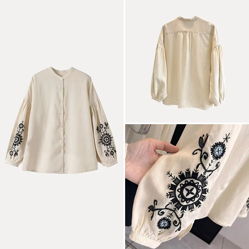 Loose Fit Lantern Sve irt Women's Casual Sle round Ne Embroidered Linen Canvas Spring 2025 New Arrival Z Brand
Loose Fit Lantern Sve irt Women's Casual Sle round Ne Embroidered Linen Canvas Spring 2025 New Arrival Z Brand