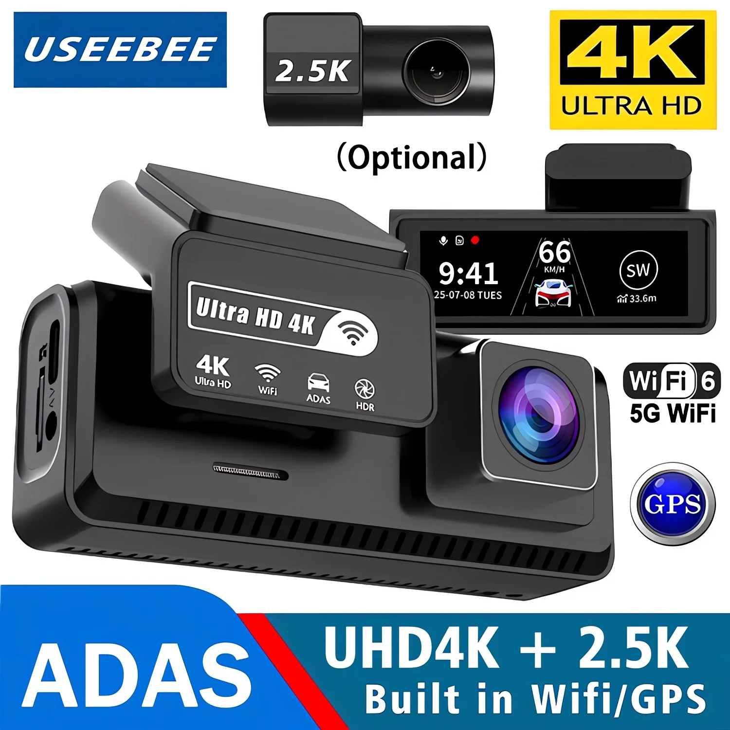 UHD 4K 2160P+2.5K ADAS Dash Cam Dual Lens ADAS WIFI GPS Mini Car DVR 2.5K Rear Camera Video Drive Recorder Dashcam Black Box
UHD 4K 2160P+2.5K ADAS Dash Cam Dual Lens ADAS WIFI GPS Mini Car DVR 2.5K Rear Camera Video Drive Recorder Dashcam Black Box