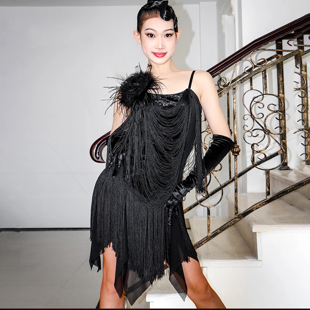 Latin Women's Clothing Tassels Prom Dresses 2025 Suspenders Black Latin Dance Performance Costume for Girls Backless Sexy New
Latin Women's Clothing Tassels Prom Dresses 2025 Suspenders Black Latin Dance Performance Costume for Girls Backless Sexy New