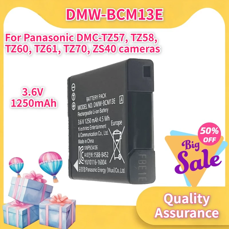 3.6V 1250mAh Compatible with Pa nasonic DMW-BCM13E battery for DMC-TZ57 TZ58 TZ60, TZ61, TZ70, ZS40 cameras and desktop charger
3.6V 1250mAh Compatible with Pa nasonic DMW-BCM13E battery for DMC-TZ57 TZ58 TZ60, TZ61, TZ70, ZS40 cameras and desktop charger
