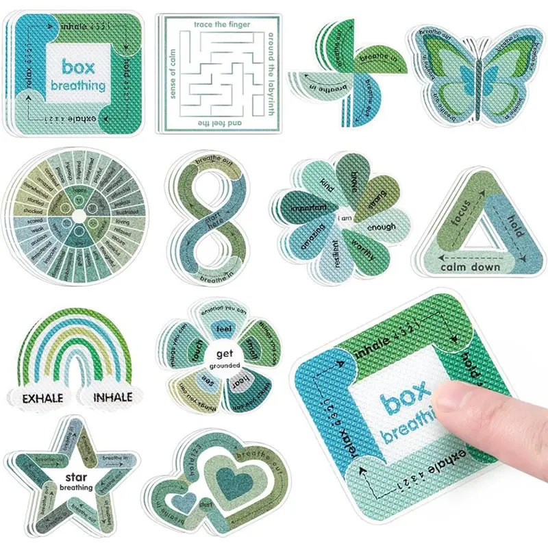 Сенсорные наклейки для детей и взрослых, 36 шт., тактильные наклейки для дыхательных упражнений и медитации, успокаивающие наклейки для снятия тревоги.
Сенсорные наклейки для детей и взрослых, 36 шт., тактильные наклейки для дыхательных упражнений и медитации, успокаивающие наклейки для снятия тревоги.