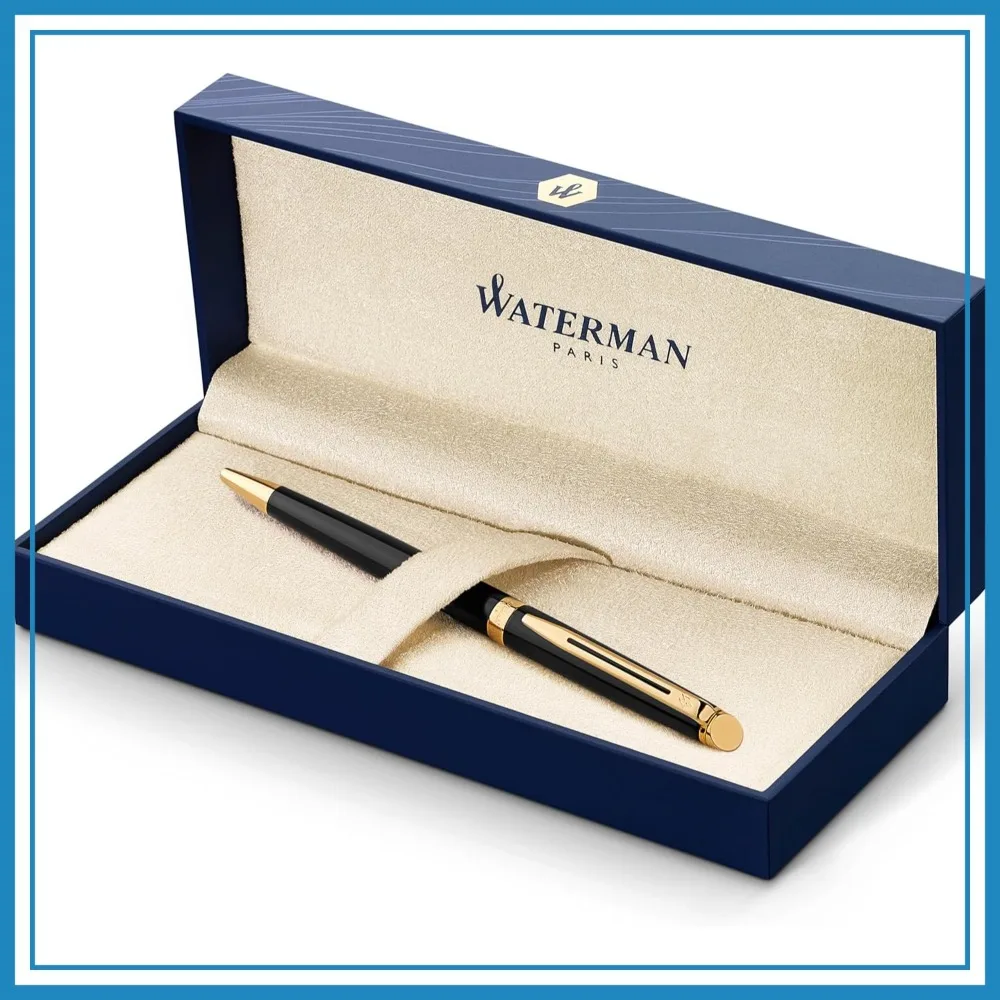 Luxury Ballpoint Pen | Gloss Black with 23k Gold Trim | Medium Point | Blue Ink | Gift Box
Luxury Ballpoint Pen | Gloss Black with 23k Gold Trim | Medium Point | Blue Ink | Gift Box