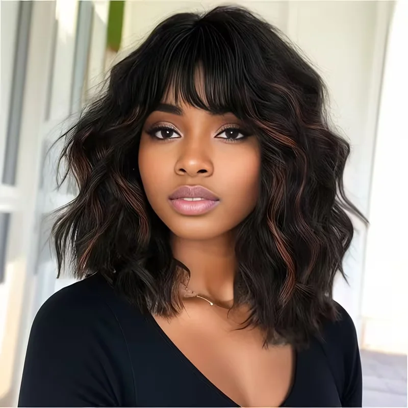 Женский вьющийся парик длиной до плеч, черно-коричневый микс с челкой, идеальная замена волос в стиле боб на каждый день
Женский вьющийся парик длиной до плеч, черно-коричневый микс с челкой, идеальная замена волос в стиле боб на каждый день