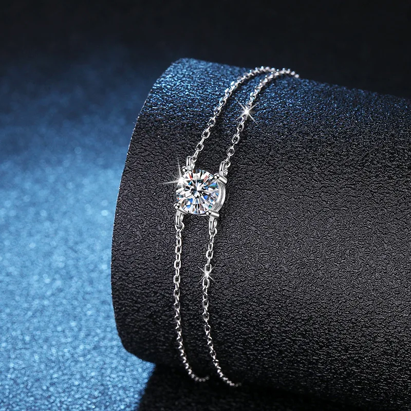 1CT S925 Silver Moissanite Double Layer Bracelet - Women's Elegant Tennis Chain Bangle, GRA Certified
1CT S925 Silver Moissanite Double Layer Bracelet - Women's Elegant Tennis Chain Bangle, GRA Certified