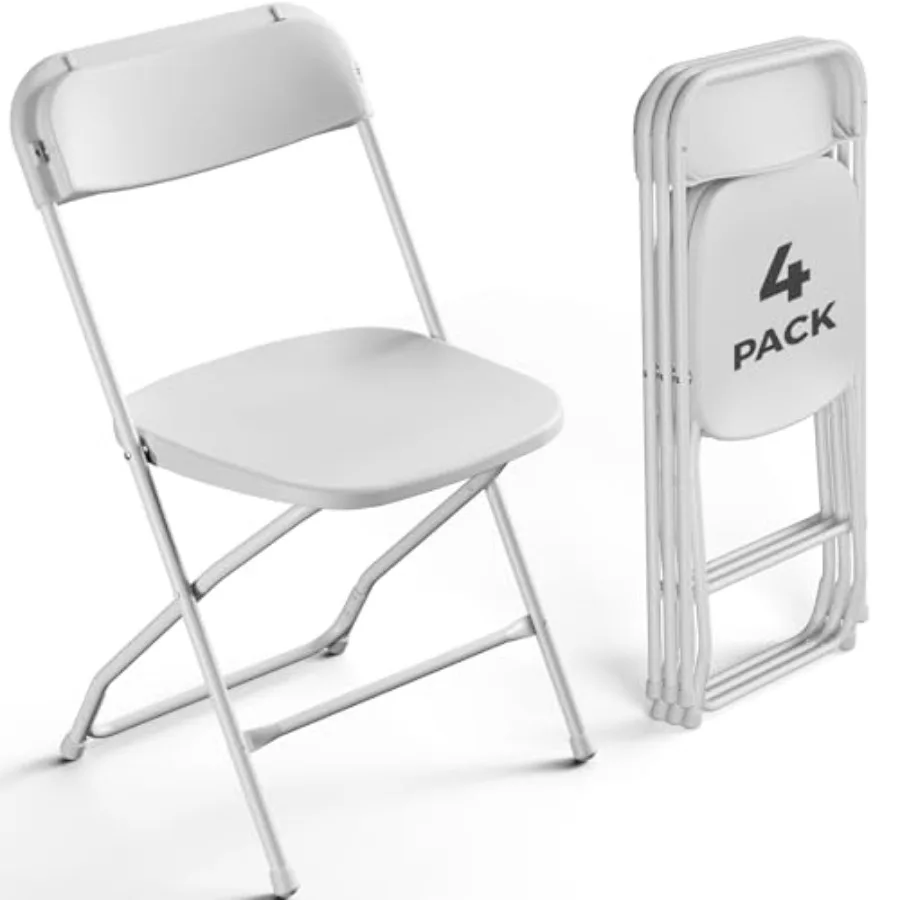 4 Pack White Plastic Folding Chairs for Outdoor, Patio, Garden, Picnic, Kitchen, Events Steel Frame, 350lbs Capacity, Stackable
4 Pack White Plastic Folding Chairs for Outdoor, Patio, Garden, Picnic, Kitchen, Events Steel Frame, 350lbs Capacity, Stackable